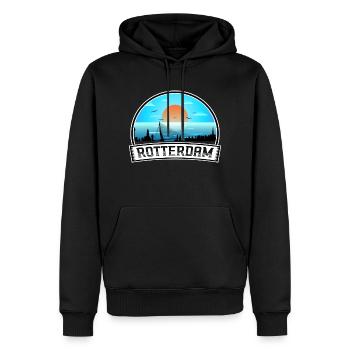 Rotterdam Pays-Bas Skyline Vintage Sunset Trave - Sweat à capuche Premium bio Homme - noir - Devant - Nico (187cm)
