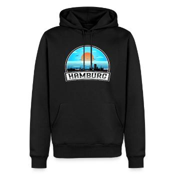 Hambourg Allemagne Skyline Vintage Sunset Travel Souv - Sweat à capuche Premium bio Homme - noir - Devant - Nico (187cm)
