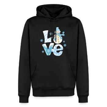 Love - Design hivernal - Sweat à capuche Premium bio Homme - noir - Devant - Nico (187cm)