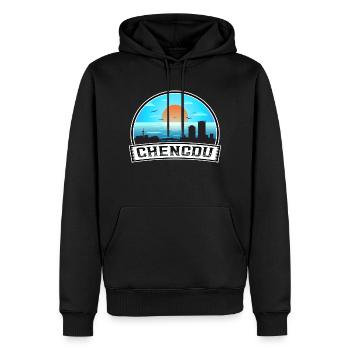 Chengdu Chine Skyline Vintage Sunset Travel Souven - Sweat à capuche Premium bio Homme - noir - Devant - Nico (187cm)