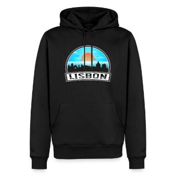 Lisbonne Portugal Skyline Vintage Sunset Travel Souv - Sweat à capuche Premium bio Homme - noir - Devant - Nico (187cm)
