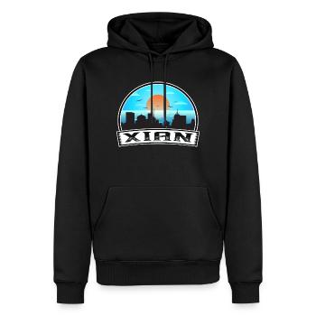 Xian China Skyline Vintage Sonnenuntergang Reise Souvenir - Männer Premium Bio Hoodie - Schwarz - Vorne - Nico (187cm)
