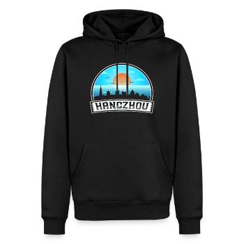 Hangzhou Chine Skyline Vintage Sunset Travel Souve - Sweat à capuche Premium bio Homme - noir - Devant - Nico (187cm)