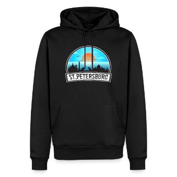 Saint-Pétersbourg Russie Skyline Vintage Sunset Travel - Sweat à capuche Premium bio Homme - noir - Devant - Nico (187cm)