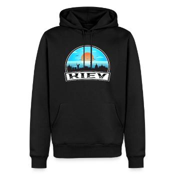 Kiew Ukraine Skyline Vintage Sonnenuntergang Reise Souveni - Männer Premium Bio Hoodie - Schwarz - Vorne - Nico (187cm)