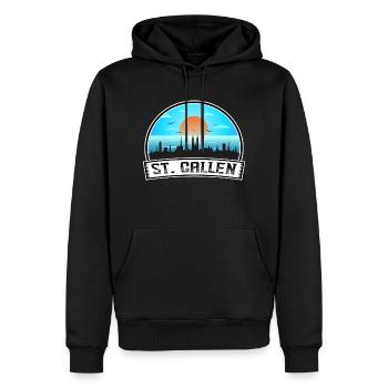 Saint-Gall Suisse Skyline Vintage Sunset - Sweat à capuche Premium bio Homme - noir - Devant - Nico (187cm)