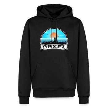 Basel Schweiz Skyline Vintage Sunset Travel So - Männer Premium Bio Hoodie - Schwarz - Vorne - Nico (187cm)
