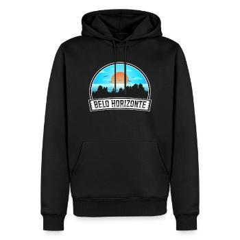 Belo Horizonte Brasilien Skyline Vintage Sunset Trave - Männer Premium Bio Hoodie - Schwarz - Vorne - Nico (187cm)