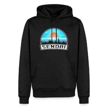 Sendai Japan Skyline Vintage Sonnenuntergang Reise Souveni - Männer Premium Bio Hoodie - Schwarz - Vorne - Nico (187cm)