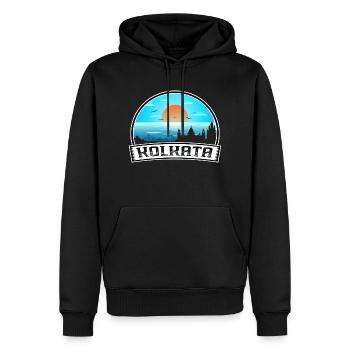 Kolkata Inde Skyline Vintage Sunset Travel Souven - Sweat à capuche Premium bio Homme - noir - Devant - Nico (187cm)