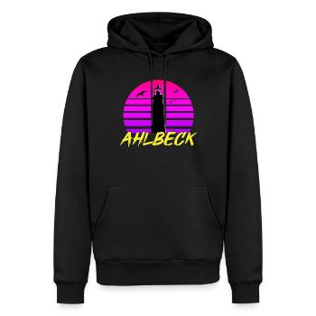Ahlbeck 80s - Männer Premium Bio Hoodie - Schwarz - Vorne - Nico (187cm)