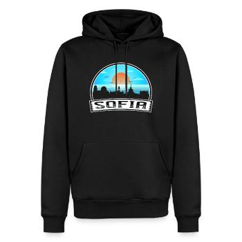 Sofia Bulgarien Skyline Vintage Sunset Travel Souve - Männer Premium Bio Hoodie - Schwarz - Vorne - Nico (187cm)