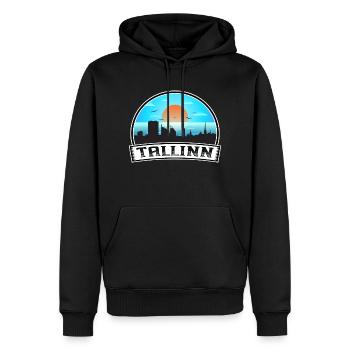 Tallinn Estonie Skyline Vintage Sunset Travel Souv - Sweat à capuche Premium bio Homme - noir - Devant - Nico (187cm)