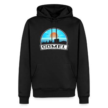 Gomel Belarus Skyline Vintage Sunset Travel Souven - Men’s Premium Organic Hoodie - black - Front - Nico (187cm)