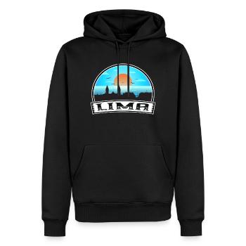Lima Peru Skyline Vintage Sonnenuntergang Reise Souvenir - Männer Premium Bio Hoodie - Schwarz - Vorne - Nico (187cm)