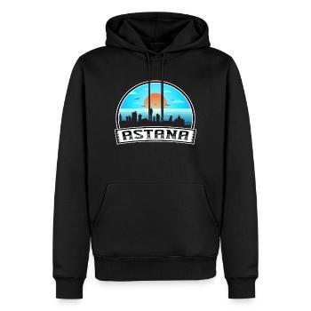 Astana Kazakhstan Skyline Vintage Sunset Travel So - Sweat à capuche Premium bio Homme - noir - Devant - Nico (187cm)