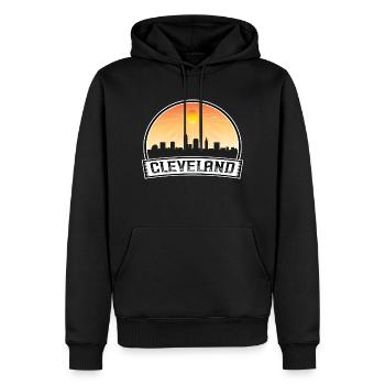 Cleveland Ohio Usa Skyline Vintage Sunset Travel S - Men’s Premium Organic Hoodie - black - Front - Nico (187cm)