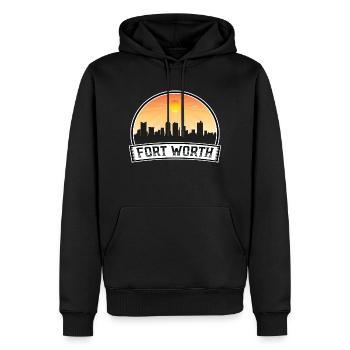 Fort Worth Texas États-Unis Skyline Vintage Sunset Travel - Sweat à capuche Premium bio Homme - noir - Devant - Nico (187cm)