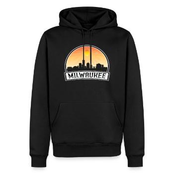 Milwaukee Wisconsin États-Unis Skyline Vintage Sunset Tra - Sweat à capuche Premium bio Homme - noir - Devant - Nico (187cm)
