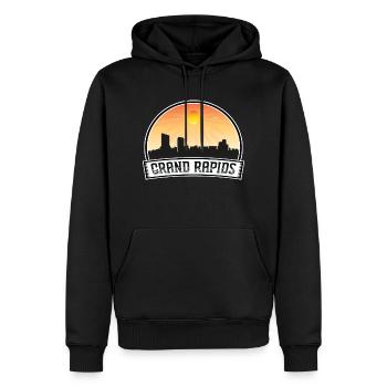 Grand Rapids Michigan États-Unis Skyline Vintage Sunset T - Sweat à capuche Premium bio Homme - noir - Devant - Nico (187cm)