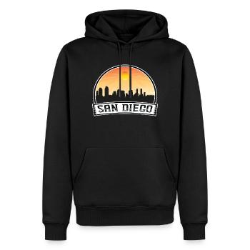 San Diego Californie États-Unis Skyline Vintage Sunset Tr - Sweat à capuche Premium bio Homme - noir - Devant - Nico (187cm)