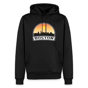 Boston Massachusetts Usa Skyline Vintage Sunset Tr - Männer Premium Bio Hoodie - Schwarz - Vorne - Nico (187cm)