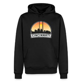 Cincinnati Ohio USA Skyline Vintage Sonnenuntergang Reisen - Männer Premium Bio Hoodie - Schwarz - Vorne - Nico (187cm)