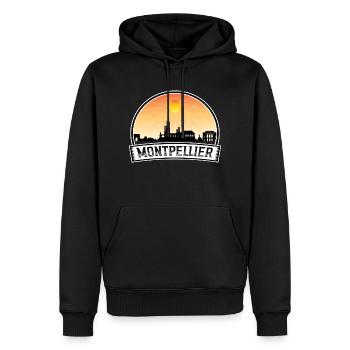 Montpellier France Skyline Vintage Sunset Travel S - Sweat à capuche Premium bio Homme - noir - Devant - Nico (187cm)