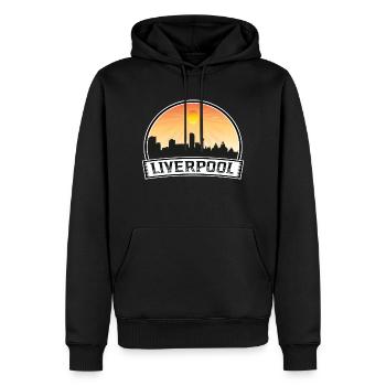 Liverpool England Skyline Vintage Sonnenuntergang Reisen So - Männer Premium Bio Hoodie - Schwarz - Vorne - Nico (187cm)