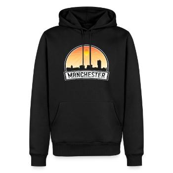 Manchester England Skyline Vintage Sunset Travel S - Männer Premium Bio Hoodie - Schwarz - Vorne - Nico (187cm)