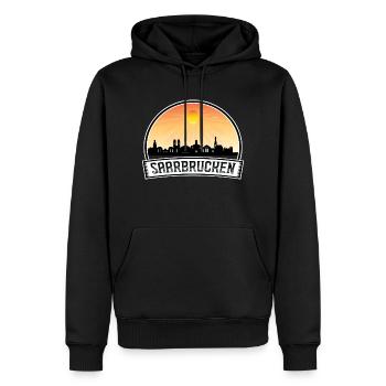 Sarrebruck Allemagne Skyline Vintage Sunset Travel - Sweat à capuche Premium bio Homme - noir - Devant - Nico (187cm)
