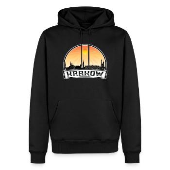 Cracovie Pologne Skyline Vintage Sunset Travel Souven - Sweat à capuche Premium bio Homme - noir - Devant - Nico (187cm)