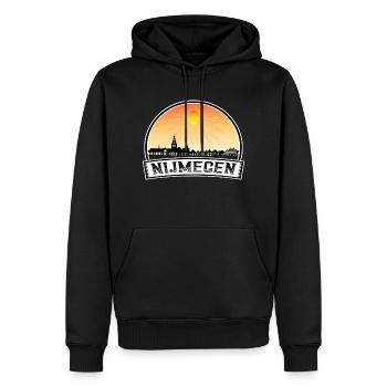 Nimègue Pays-Bas Skyline Vintage Sunset Voyage - Sweat à capuche Premium bio Homme - noir - Devant - Nico (187cm)