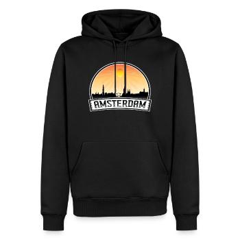 Amsterdam Niederlande Skyline Vintage Sunset Trave - Männer Premium Bio Hoodie - Schwarz - Vorne - Nico (187cm)