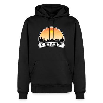 Lodz Pologne Skyline Vintage Sunset Souvenir de voyage - Sweat à capuche Premium bio Homme - noir - Devant - Nico (187cm)