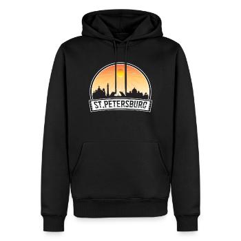 Saint-Pétersbourg Russie Skyline Vintage Sunset Travel - Sweat à capuche Premium bio Homme - noir - Devant - Nico (187cm)