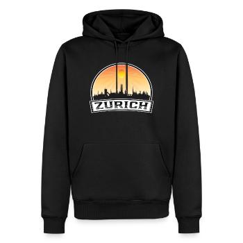 Zürich Schweiz Skyline Vintage Sunset Travel S - Männer Premium Bio Hoodie - Schwarz - Vorne - Nico (187cm)