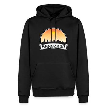 Hangzhou Chine Skyline Vintage Sunset Travel Souve - Sweat à capuche Premium bio Homme - noir - Devant - Nico (187cm)