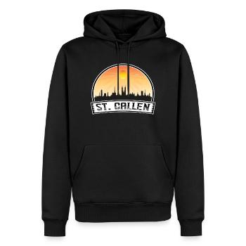 Saint-Gall Suisse Skyline Vintage Sunset - Sweat à capuche Premium bio Homme - noir - Devant - Nico (187cm)