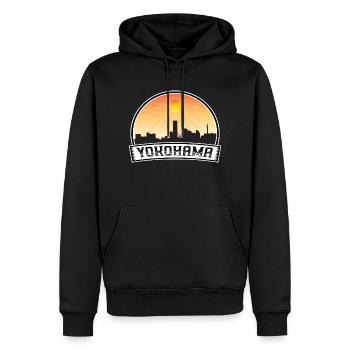 Yokohama Japan Skyline Vintage Sunset Travel Souve - Männer Premium Bio Hoodie - Schwarz - Vorne - Nico (187cm)