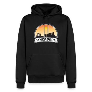 Singapour Singapour Skyline Vintage Sunset Travel - Sweat à capuche Premium bio Homme - noir - Devant - Nico (187cm)