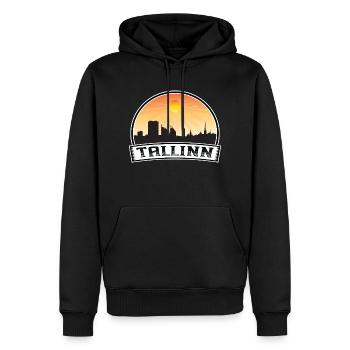 Tallinn Estland Skyline Vintage Sonnenuntergang Reise Souv - Männer Premium Bio Hoodie - Schwarz - Vorne - Nico (187cm)
