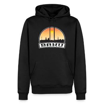 Baku Aserbaidschan Skyline Vintage Sonnenuntergang Reise Souv - Männer Premium Bio Hoodie - Schwarz - Vorne - Nico (187cm)