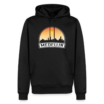 Medellin Kolumbien Skyline Vintage Sonnenuntergang Reisen So - Männer Premium Bio Hoodie - Schwarz - Vorne - Nico (187cm)