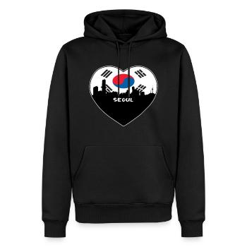 Seoul Südkorea Flagge Skyline Reise Souvenir - Männer Premium Bio Hoodie - Schwarz - Vorne - Nico (187cm)