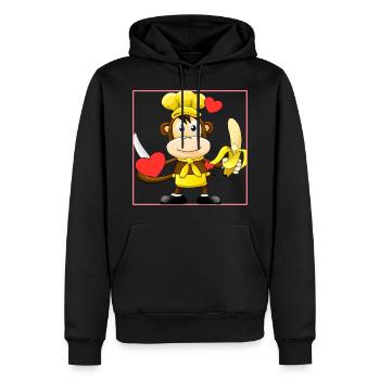 Bananen Affe kocht - Männer Premium Bio Hoodie - Schwarz - Vorne - Nico (187cm)