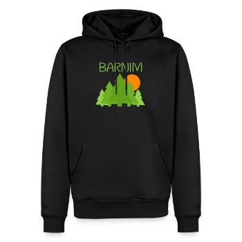 Wald Sonnenuntergang Barnim - Männer Premium Bio Hoodie - Schwarz - Vorne - Nico (187cm)