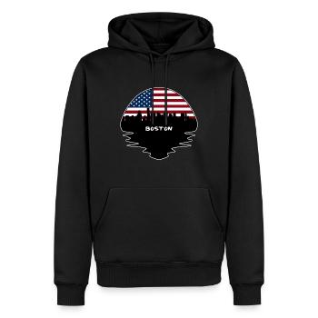 Boston Massachusetts USA Flagge Skyline Silhouette T - Männer Premium Bio Hoodie - Schwarz - Vorne - Nico (187cm)