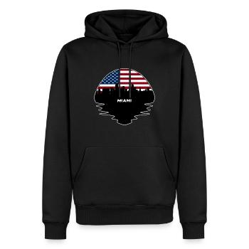 Miami Floride États-Unis Drapeau Skyline Silhouette Voyage - Sweat à capuche Premium bio Homme - noir - Devant - Nico (187cm)