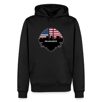 Milwaukee Wisconsin États-Unis Flag Skyline Silhouette Tr - Sweat à capuche Premium bio Homme - noir - Devant - Nico (187cm)